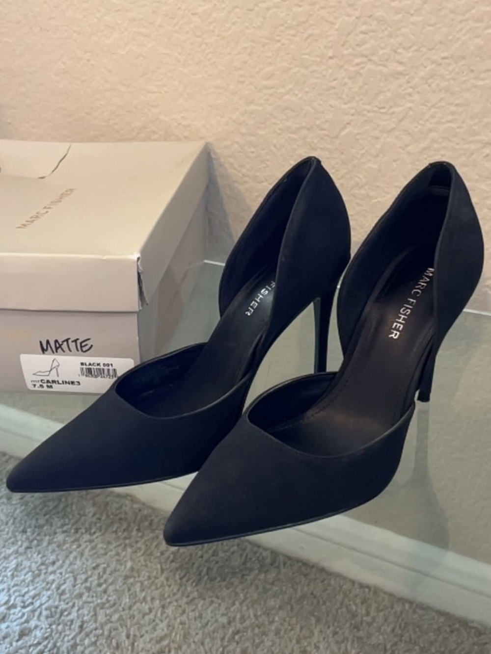 Marc Fisher Matte Black Pointed-Toe D'Orsay Pumps